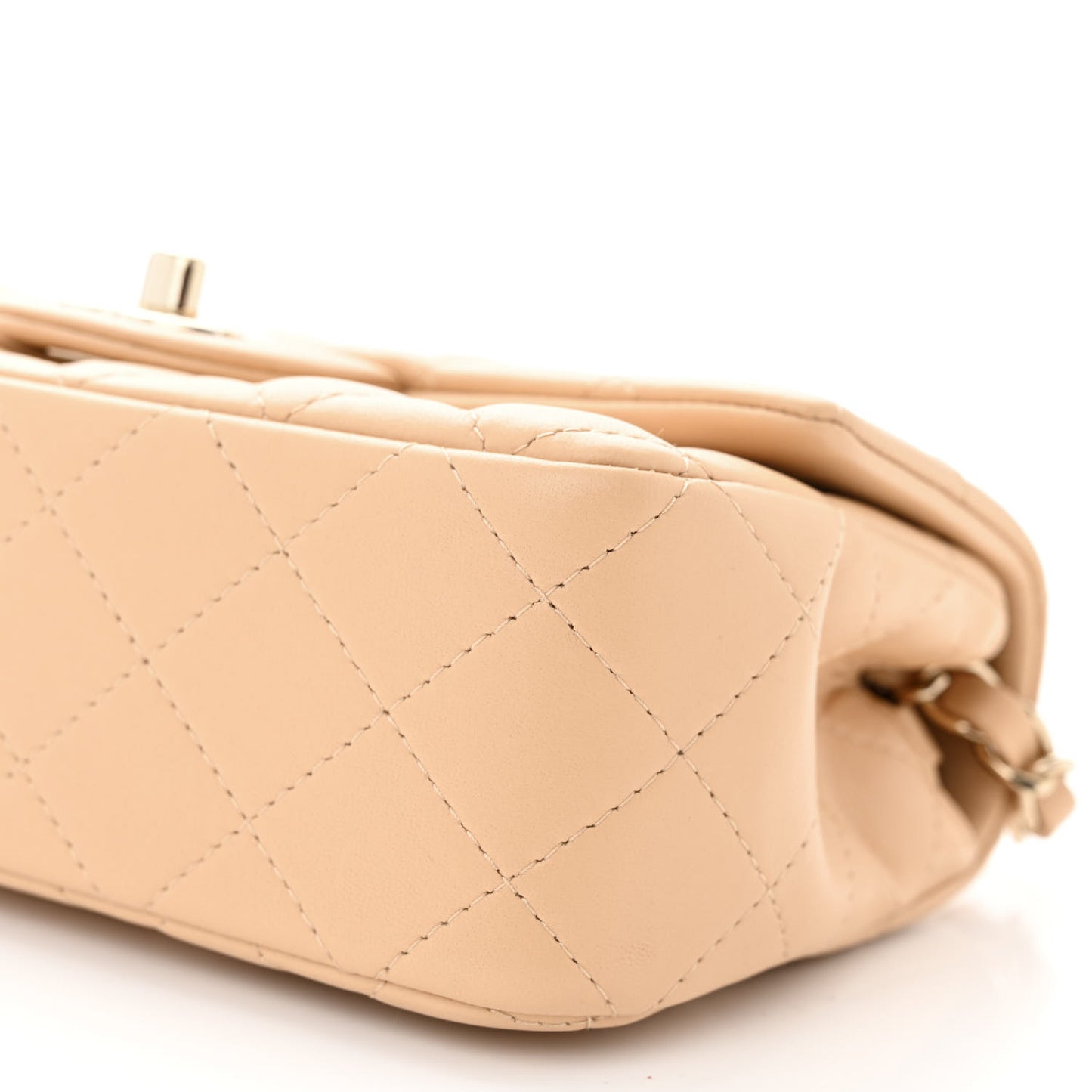 Lambskin Quilted Mini Rectangular Flap Beige
