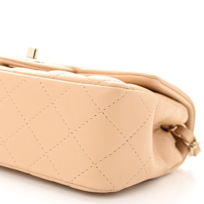 Chanel Lambskin Quilted Mini Rectangular Flap Beige 10 of 11