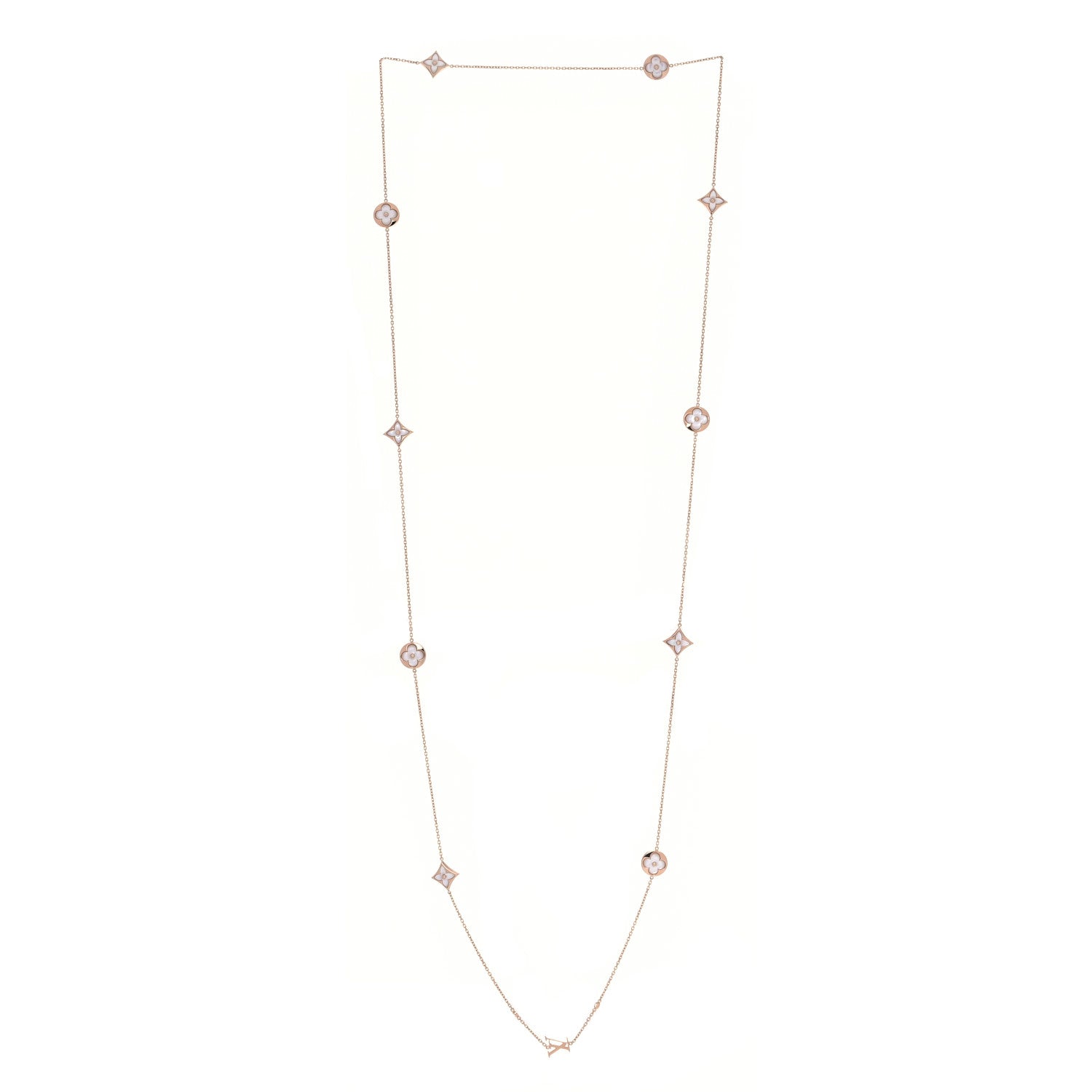 Louis Vuitton 18K Pink Gold Diamond Mother of Pearl Blossom Sautoir Necklace 3 of 6