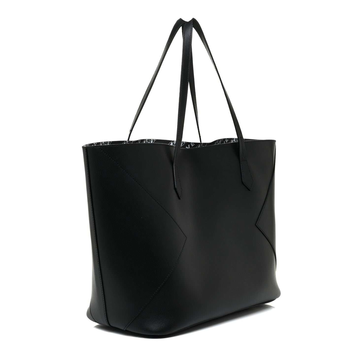 Smooth Calfskin Wing Shopper Tote Black White