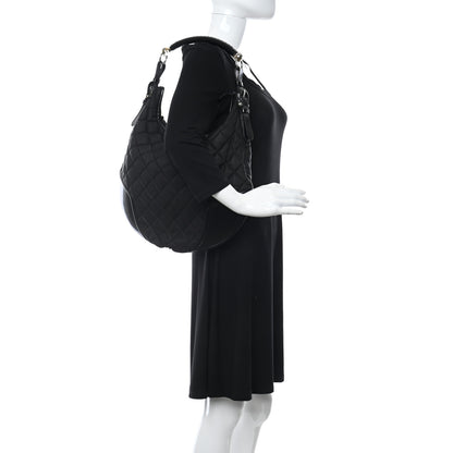 Burberry Nylon Calfskin Quilted Hoxton Hobo Black 2 of 12