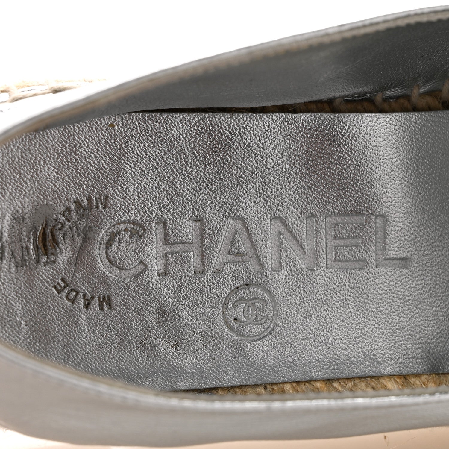 Chanel Laminated Goatskin CC Espadrilles 36 Silver 8 of 12
