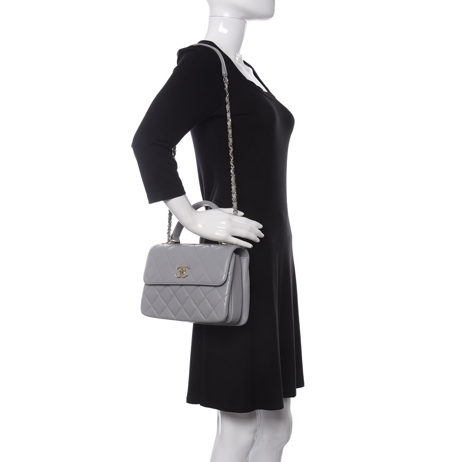 Chanel Lambskin Quilted Small Trendy CC Flap Dual Handle Bag Grey 2 of 10