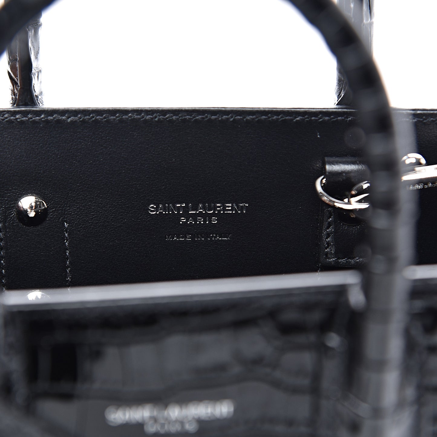 Calfskin Crocodile Embossed Nano Sac De Jour Black