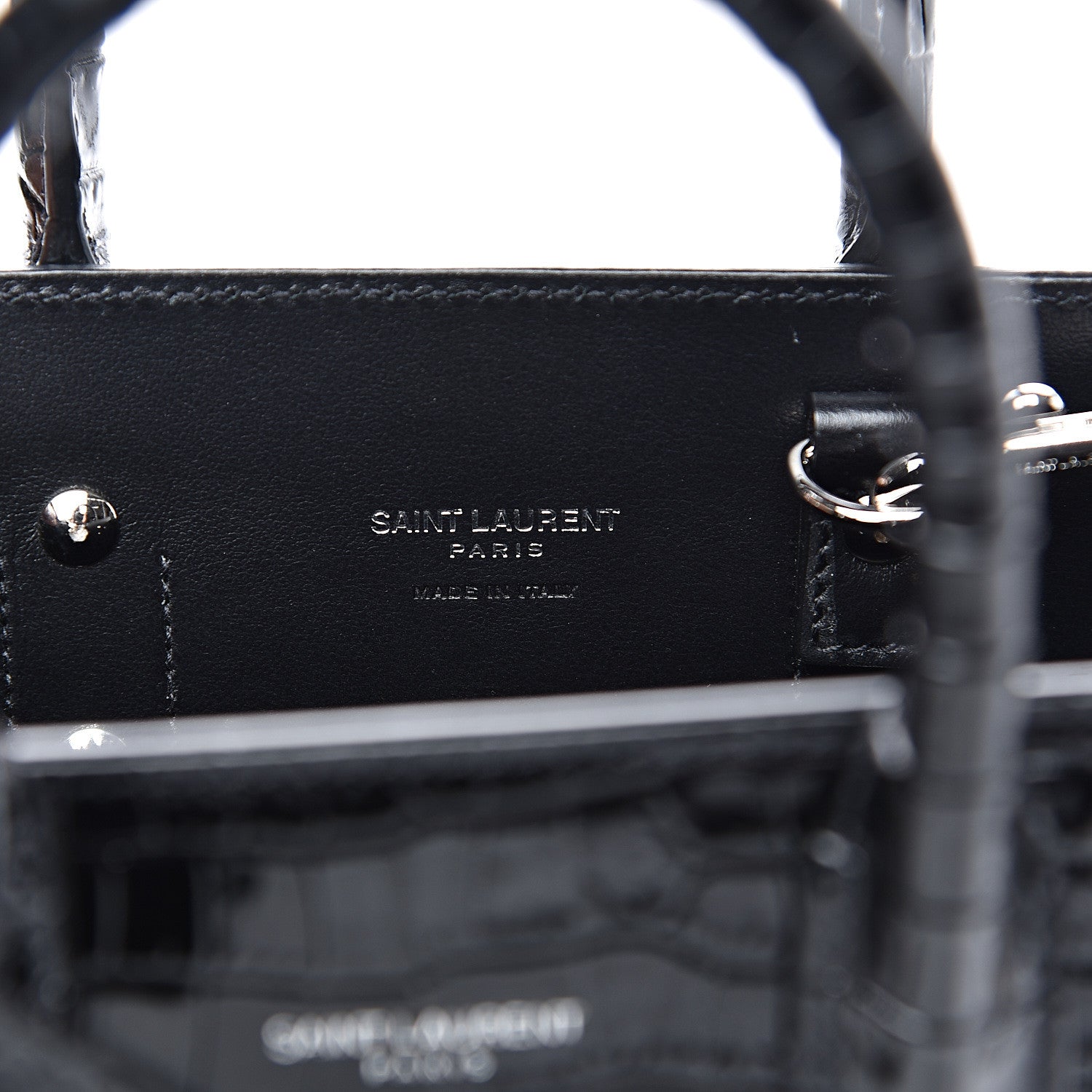 Saint Laurent Calfskin Crocodile Embossed Nano Sac De Jour Black 6 of 9
