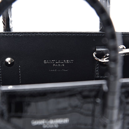 Saint Laurent Calfskin Crocodile Embossed Nano Sac De Jour Black 6 of 9