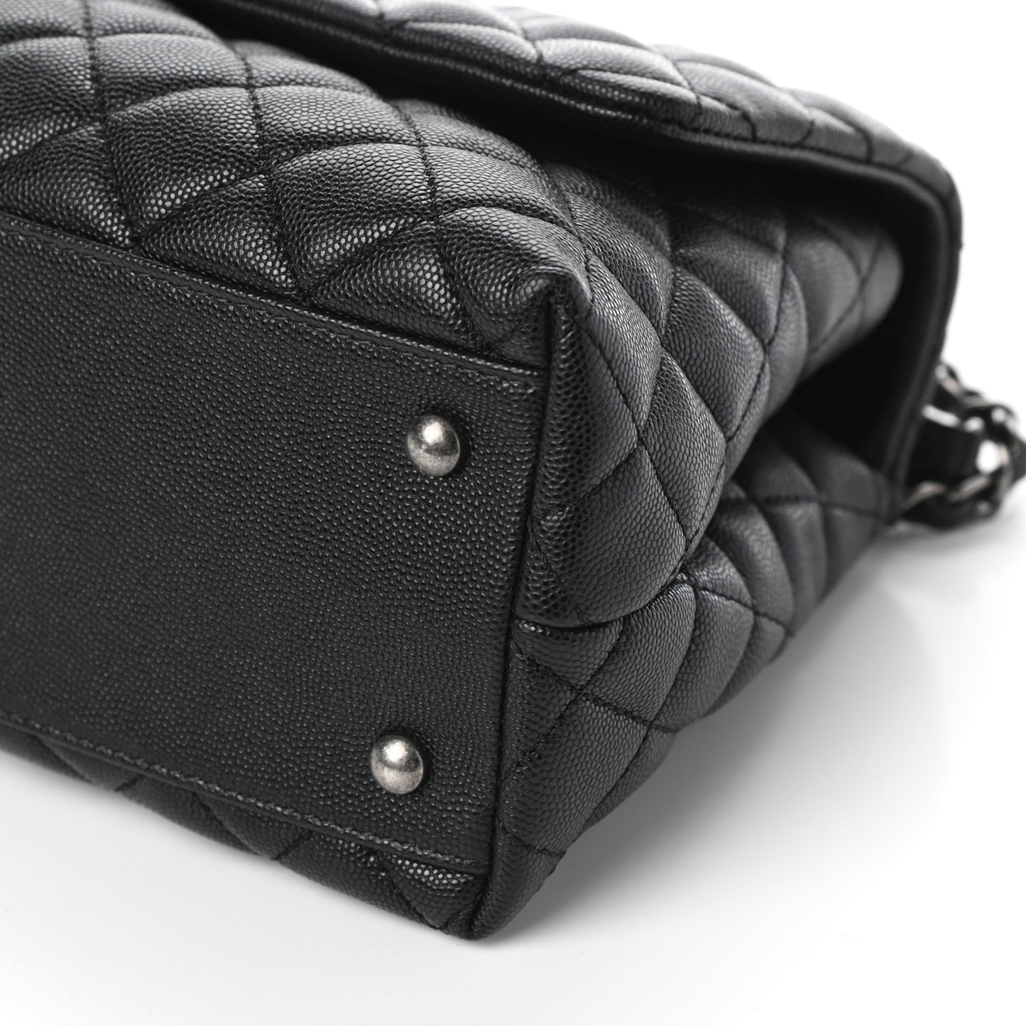Caviar Quilted Small Coco Handle Flap Black