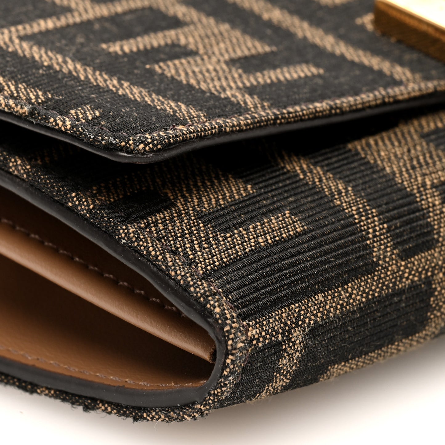 Fabric Jacquard FF 1974 Continental Wallet On Chain Tobacco Moro