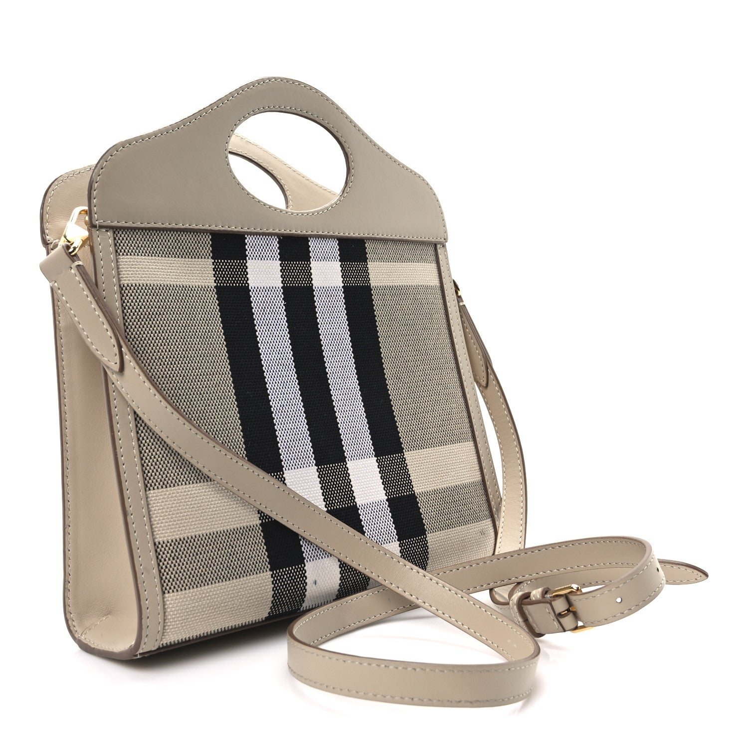 Burberry Smooth Calfskin Archive Canvas Check Mini Pocket Bag Dusty Sand 3 of 10