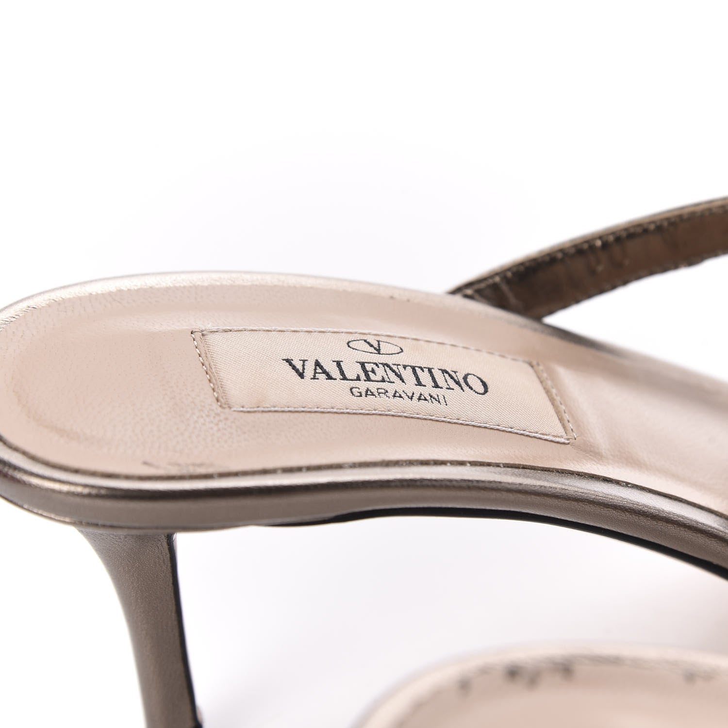 Valentino Garavani Metallic Nappa Rockstud 60mm Slide Sandals 36.5 Sasso 6 of 8