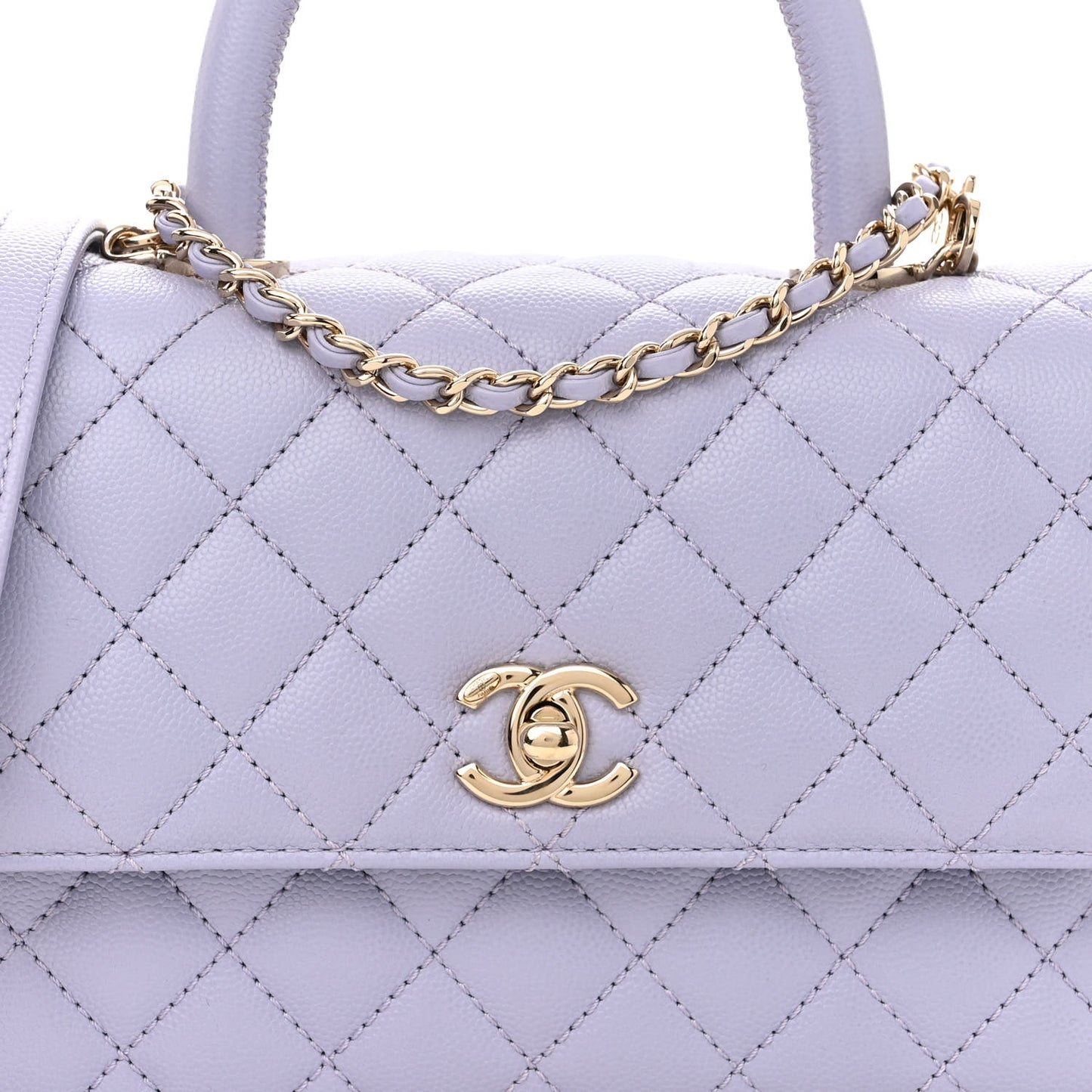Caviar Quilted Mini Coco Handle Flap Light Purple