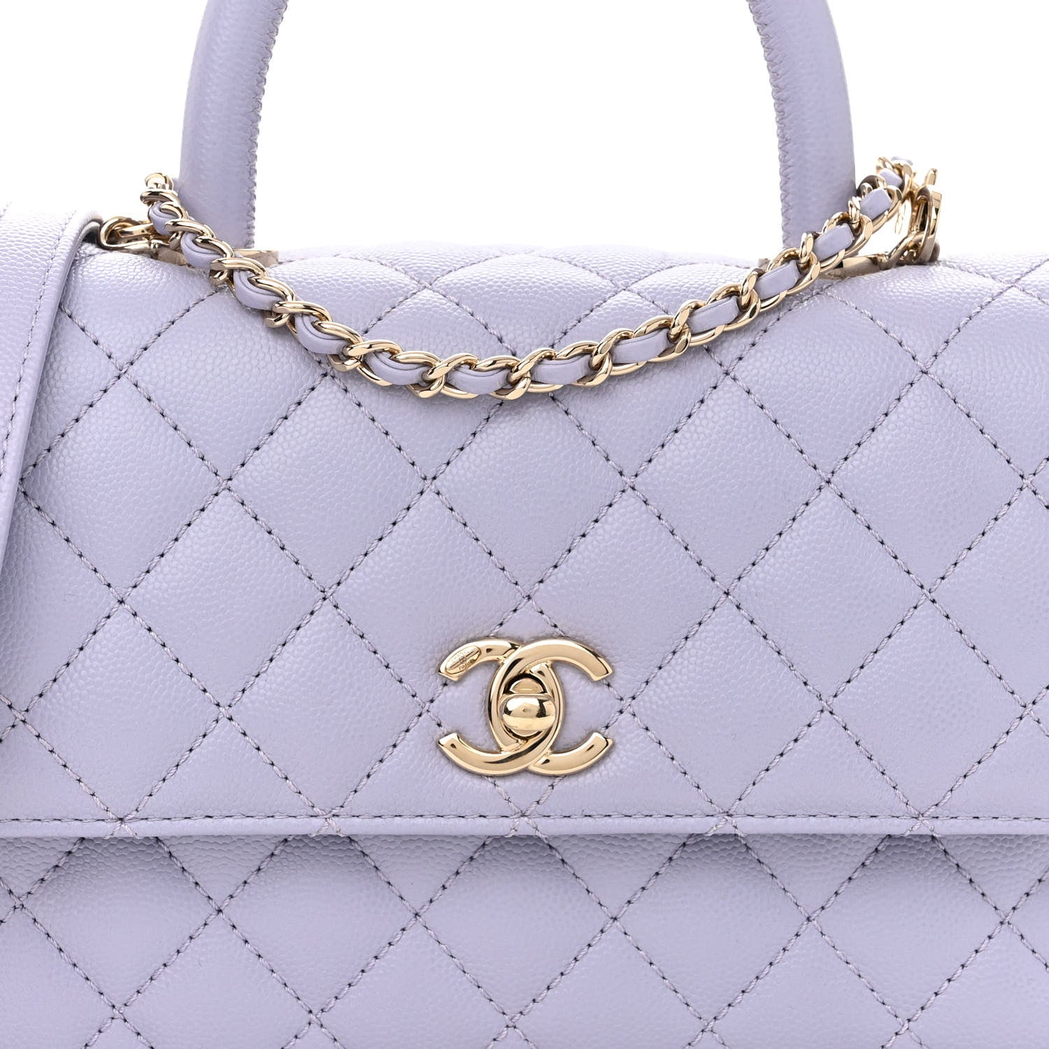 Chanel Caviar Quilted Mini Coco Handle Flap Light Purple 8 of 10