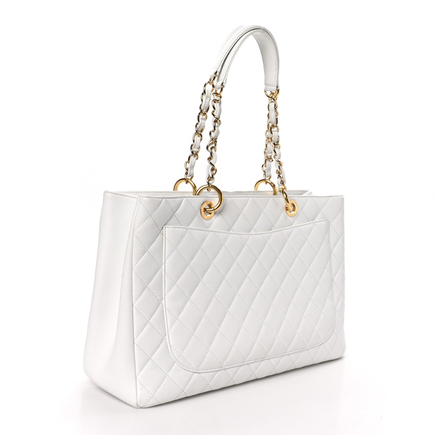 Caviar Quilted Grand Shopping Tote GST White