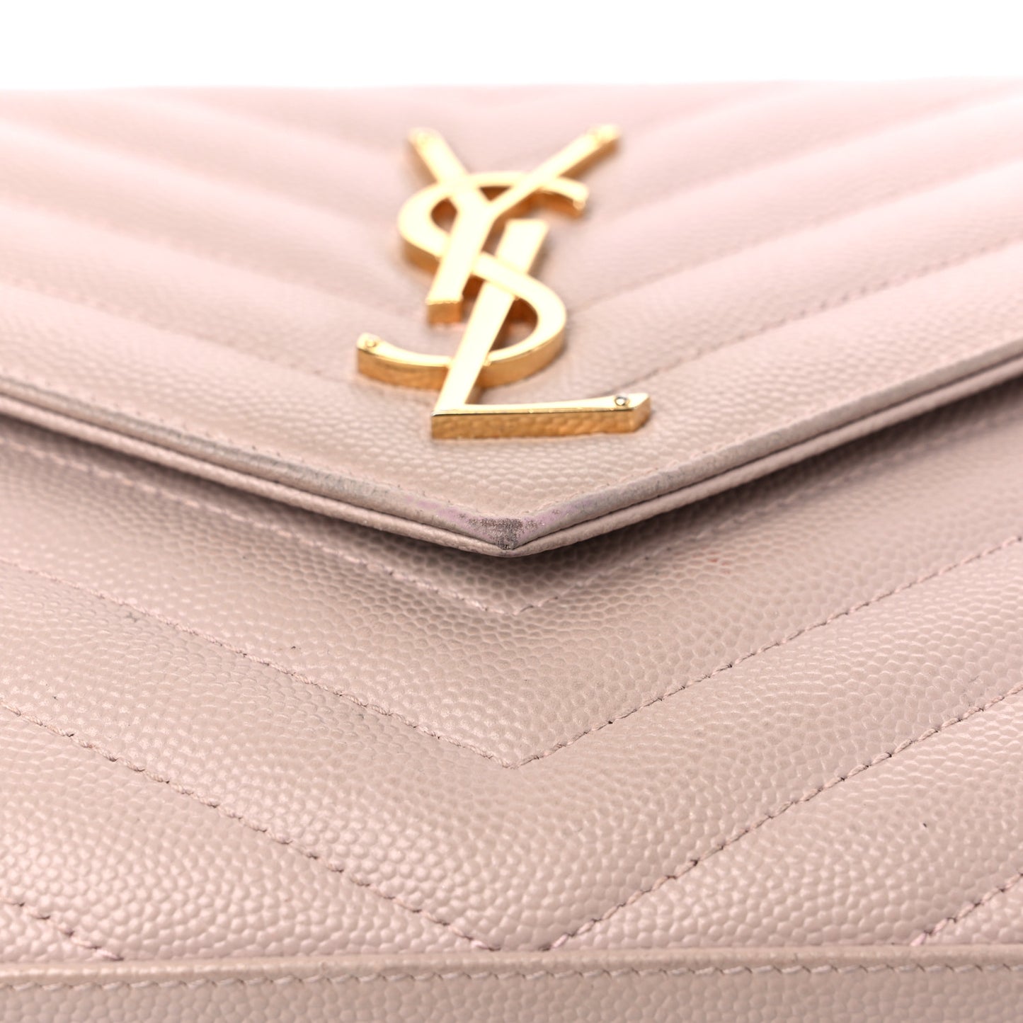 Grain De Poudre Matelasse Chevron Monogram Chain Wallet Marble Pink