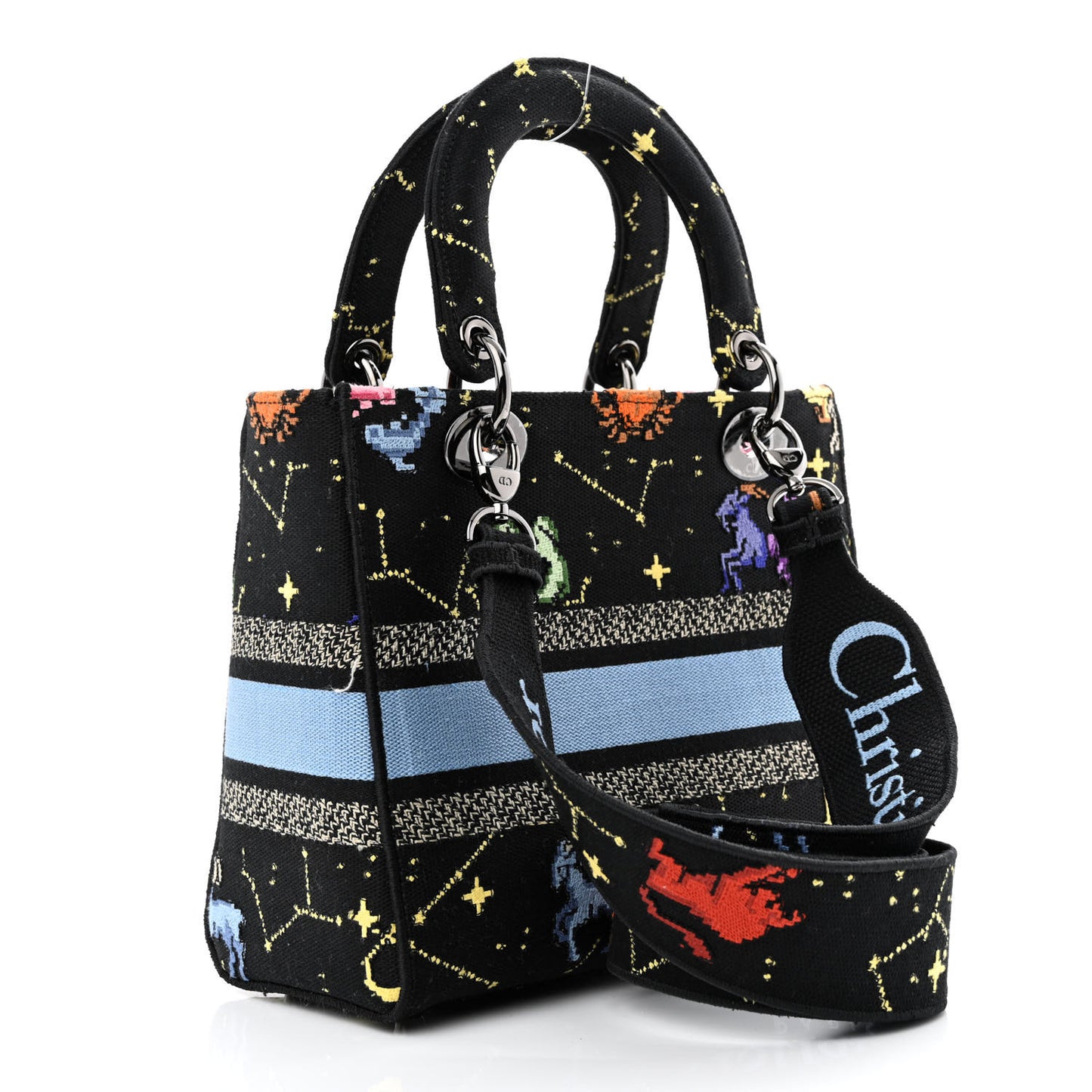 Canvas Pixel Zodiac Embroidered Medium Lady D-Lite Nero Multicolor