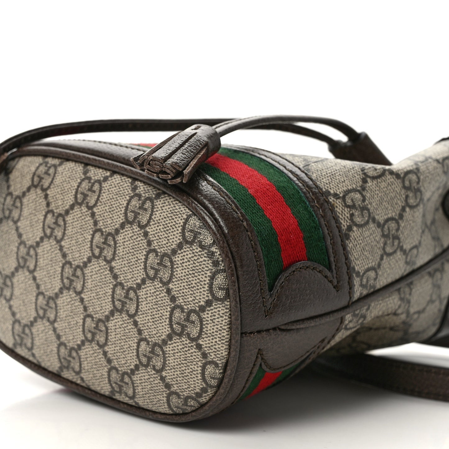 GG Supreme Monogram Web Mini Ophidia Bucket Bag Brown