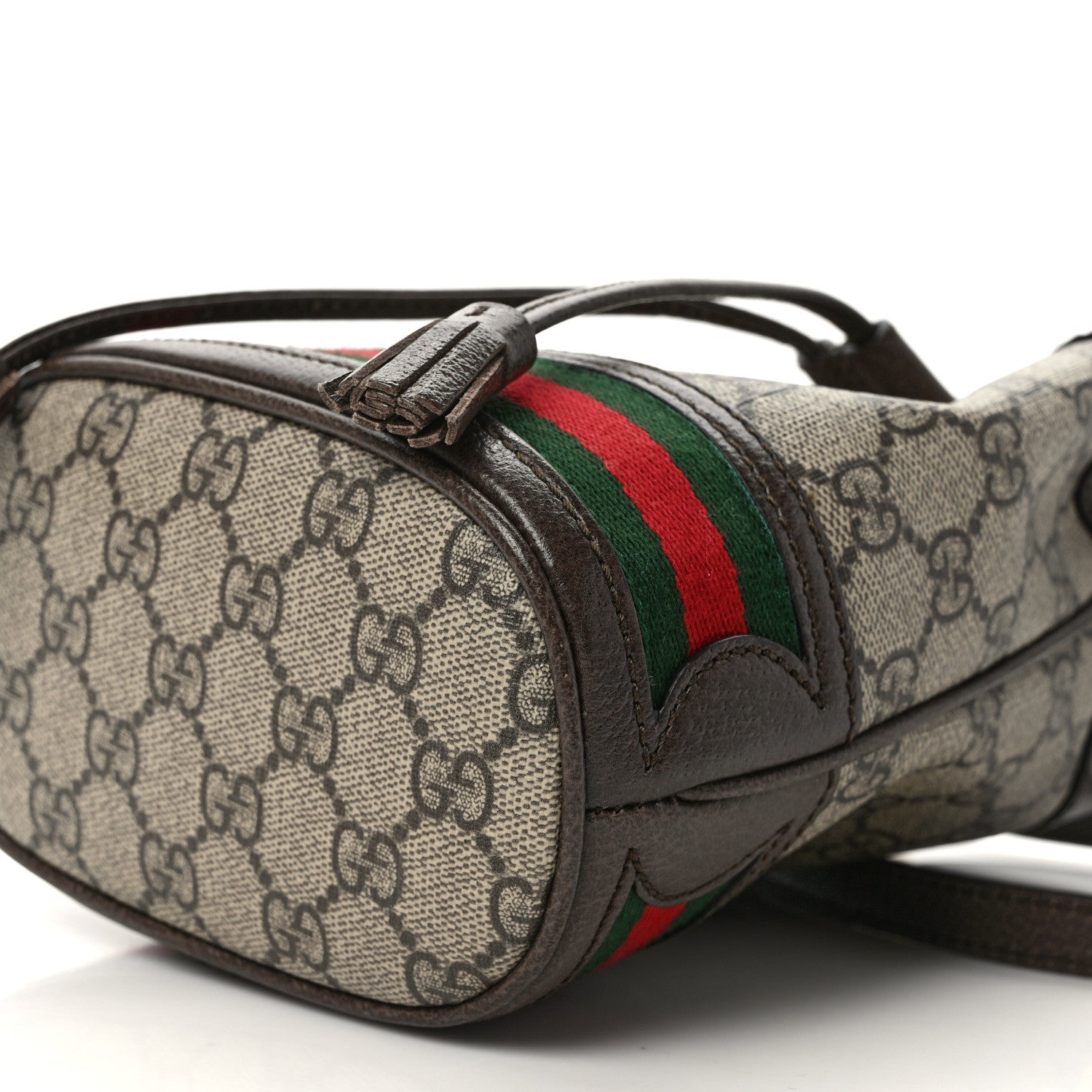 Gucci GG Supreme Monogram Web Mini Ophidia Bucket Bag Brown 9 of 9