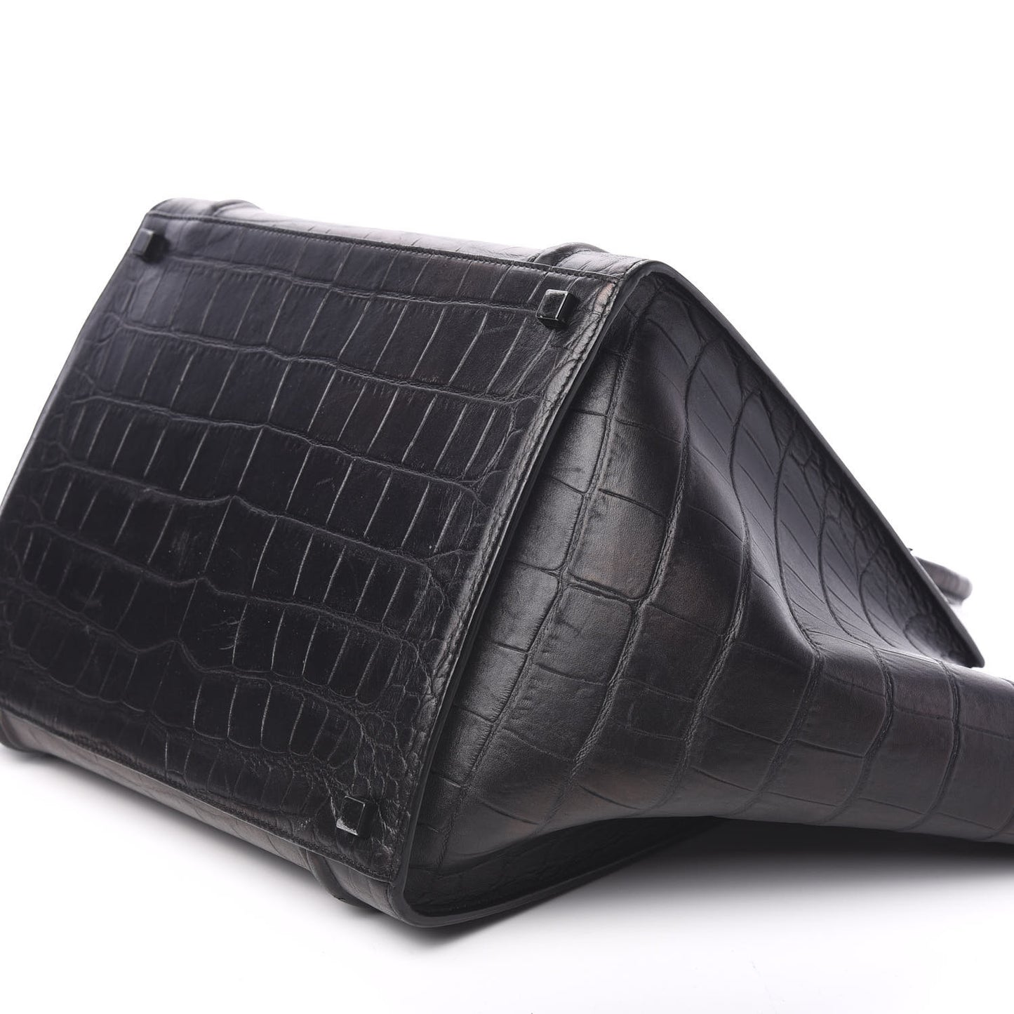 Crocodile Embossed Calfskin Large Phantom Luggage Black