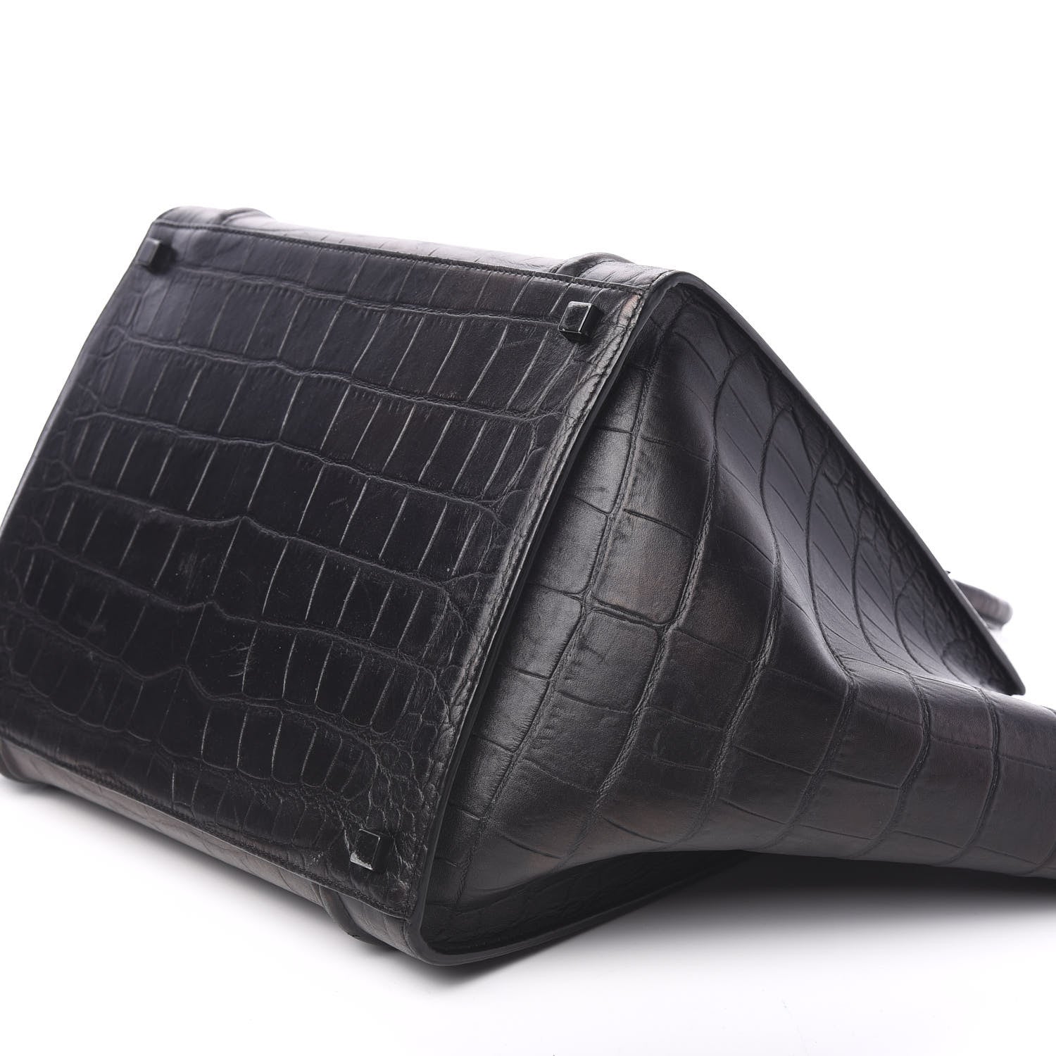 Celine Crocodile Embossed Calfskin Large Phantom Luggage Black 9 of 10