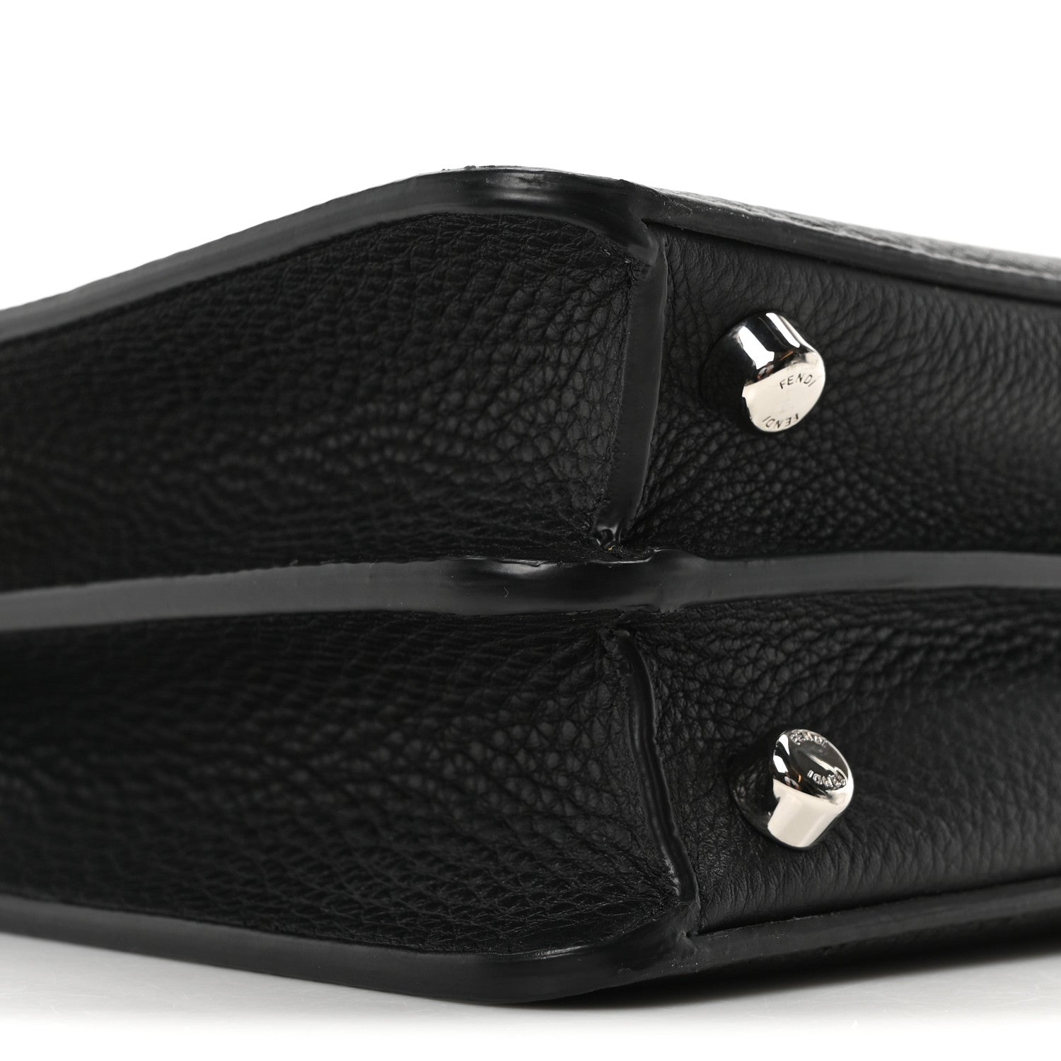 Fendi Cuoio Romano Vitello Cover Glazed Fabric Bi-Color FF 1974 Mini Peekaboo I SEE U Satchel Black Brown 8 of 9