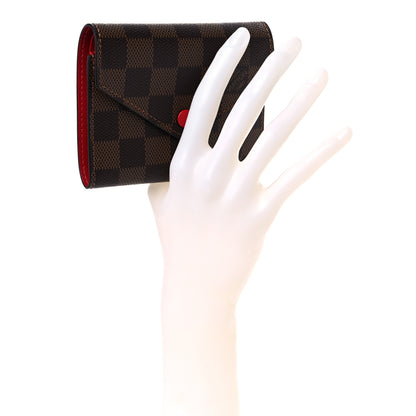 Louis Vuitton Damier Ebene Victorine Wallet Red 2 of 6