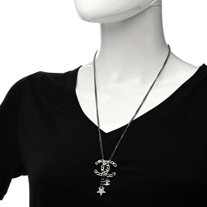 Chanel Crystal Lambskin Resin Chain CC Necklace Silver White Black 2 of 6