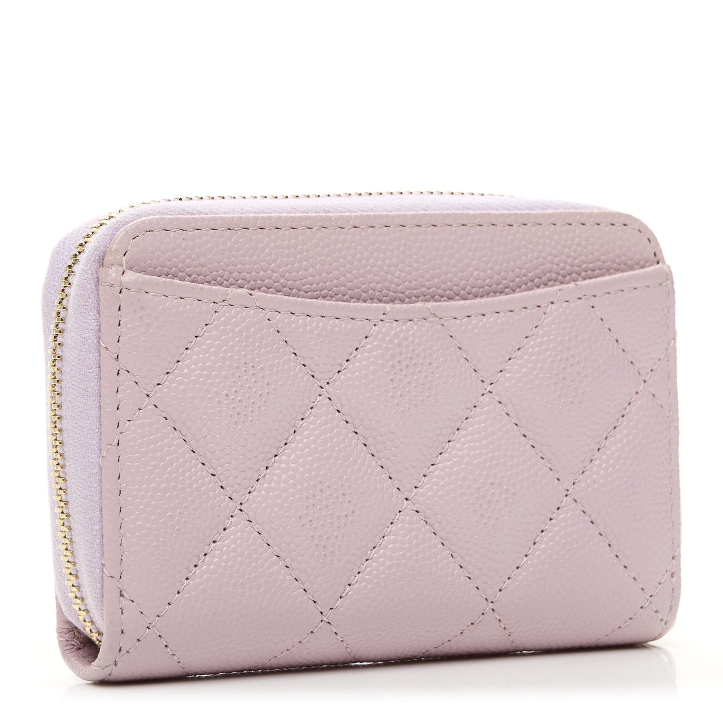 Caviar Quilted Zip Coin Purse Light Pink