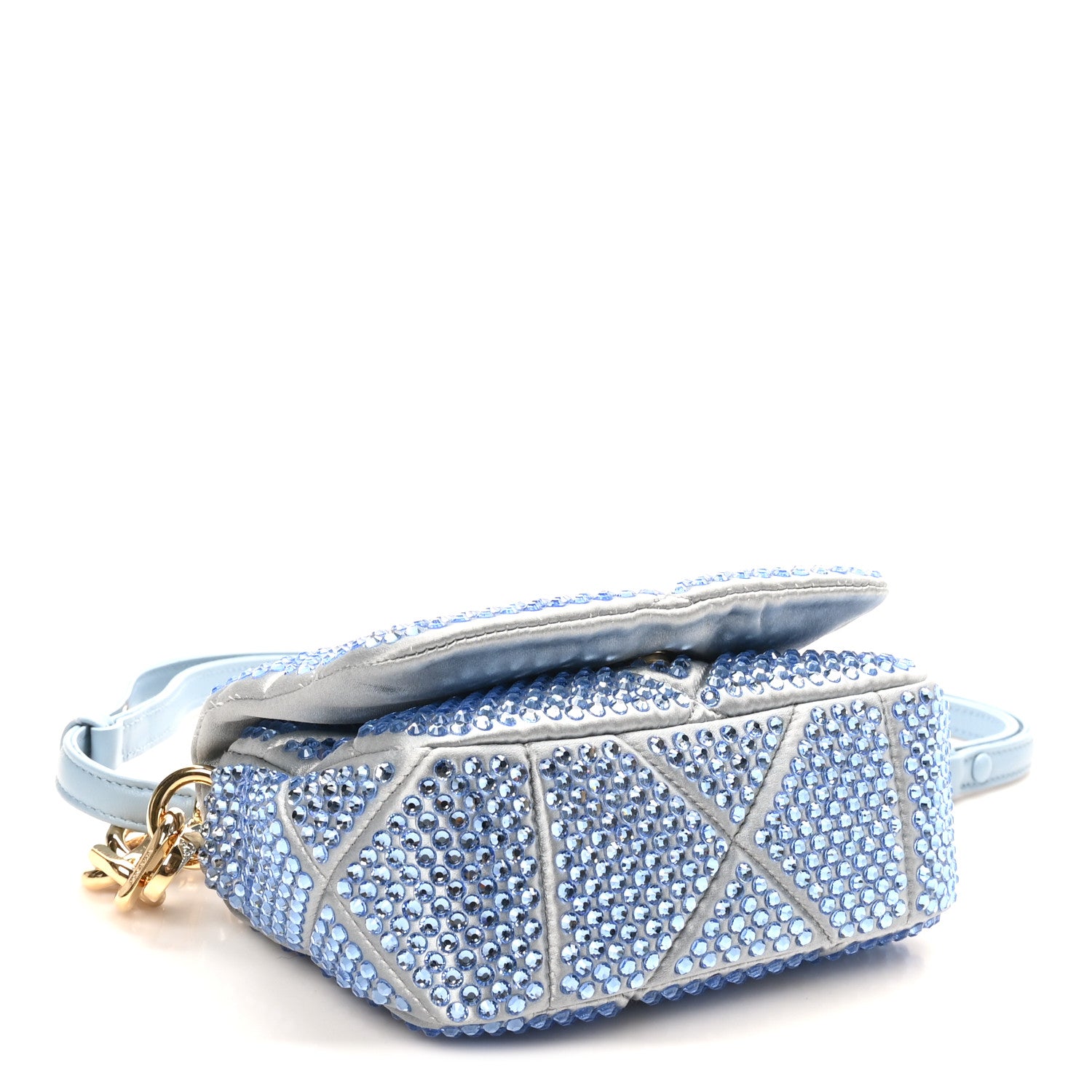 Prada Satin Crystal Mini Bag With Chain Celeste 1820212 – FASHIONPHILE