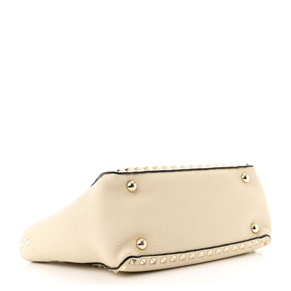 Valentino Garavani Pebbled Calfskin Small Rockstud Tote Ivory 4 of 9