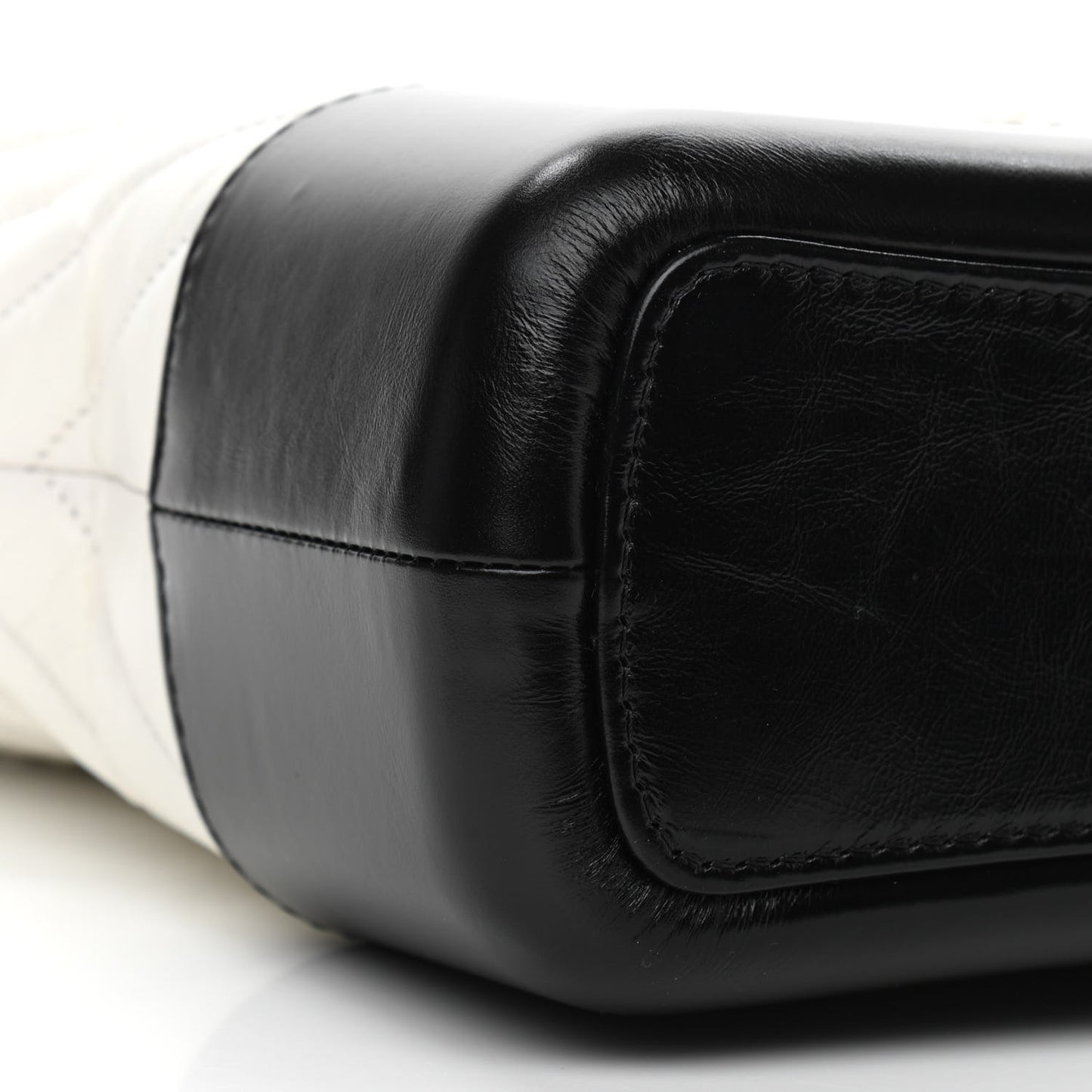 Aged Calfskin Chevron Quilted Medium Gabrielle Hobo White Black