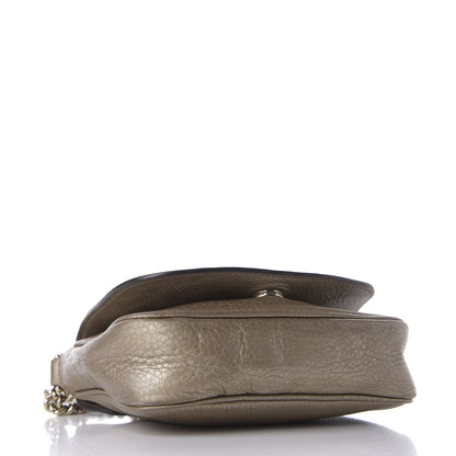 Gucci Metallic Pebbled Calfskin Small Soho Flap Crossbody Golden Beige 3 of 12