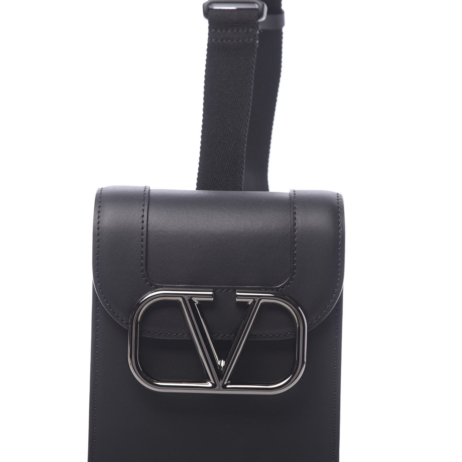 Valentino Garavani Smooth Calfskin Mens VLogo Messenger Black 6 of 8
