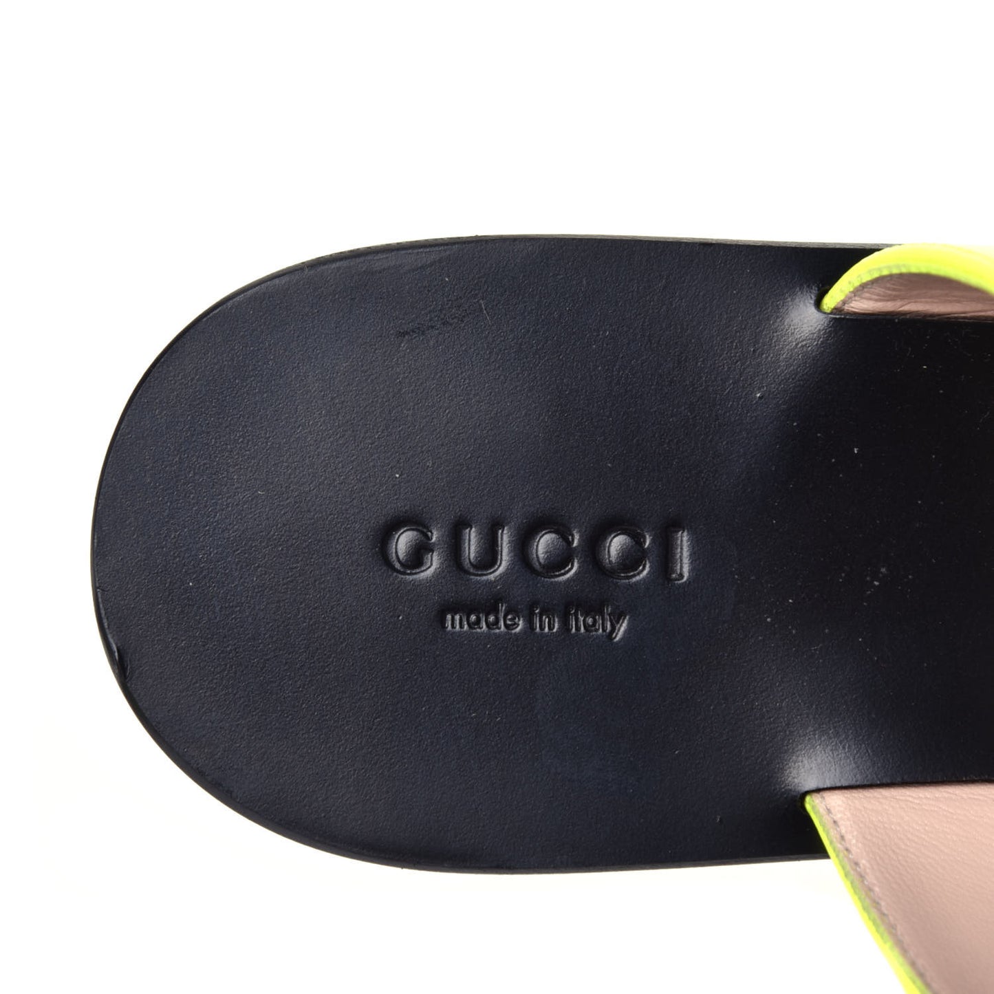 Calfskin GG Marmont Thong Sandals 38.5 Yellow Fluo
