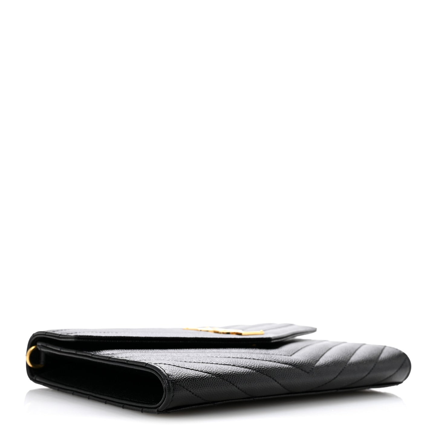 Grain De Poudre Matelasse Chevron Monogram Envelope Clutch Black