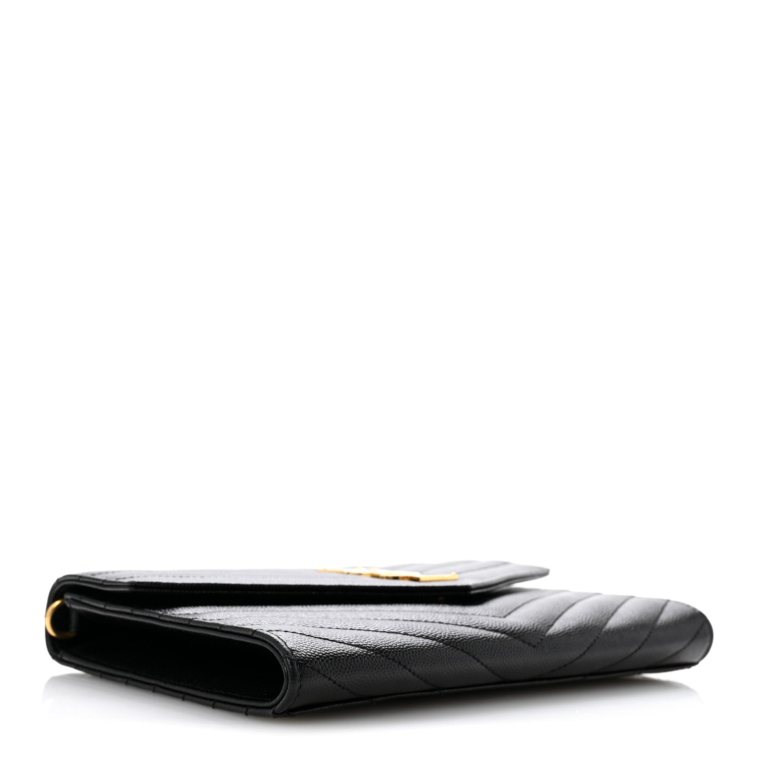 Saint Laurent Grain De Poudre Matelasse Chevron Monogram Envelope Clutch Black 4 of 12