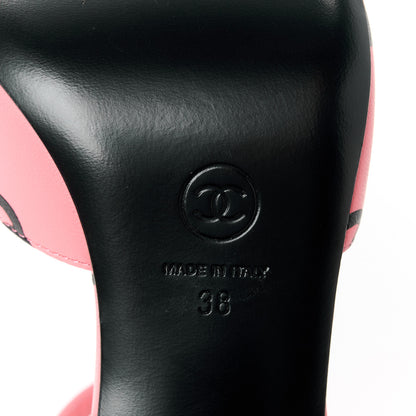 Chanel Printed Lambskin Coco Beach Sandals 38 Pink Black 9 of 9