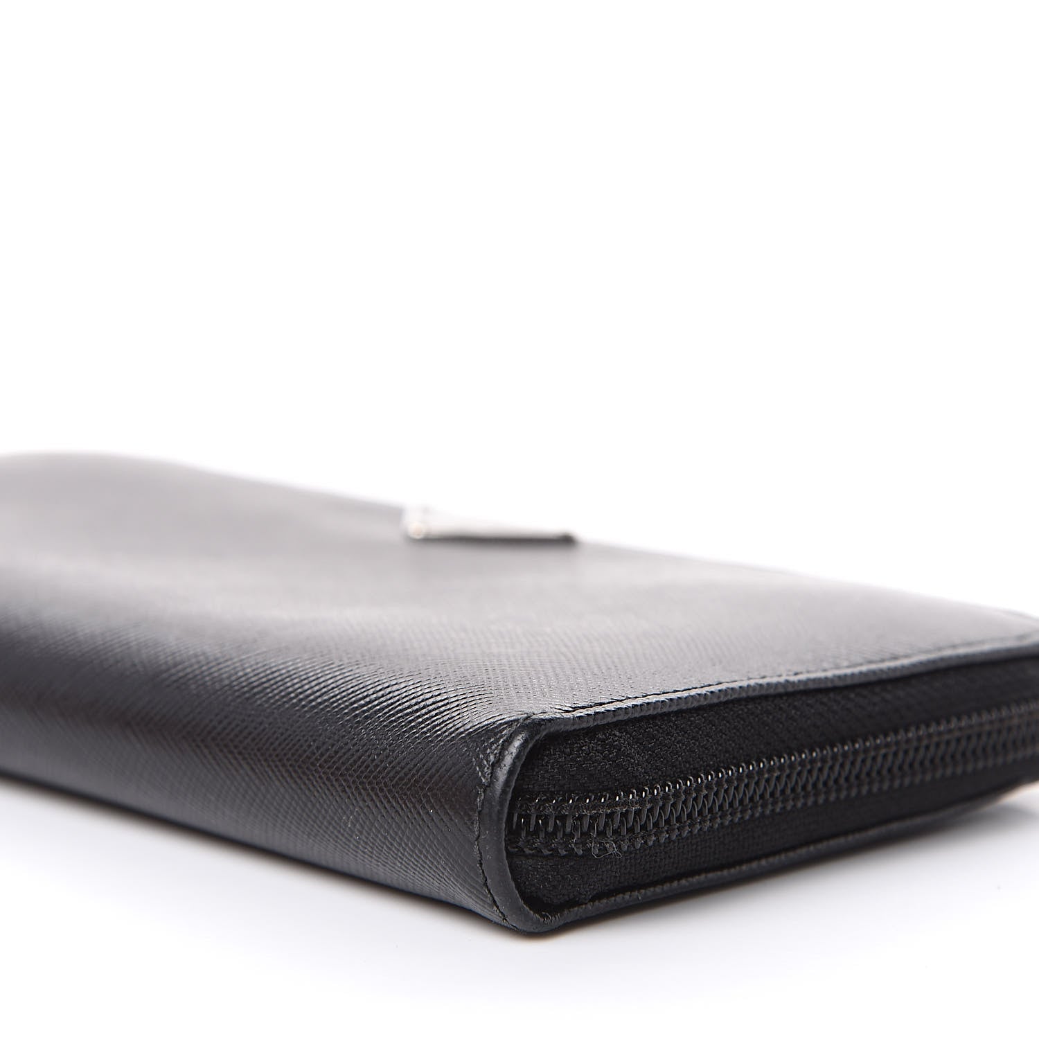 Prada Saffiano Metal Zip Around Wallet Black 9 of 10