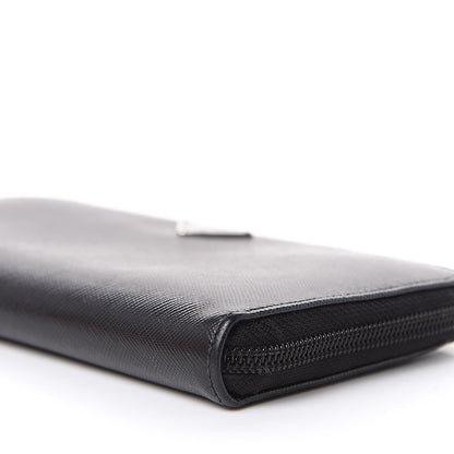 Prada Saffiano Metal Zip Around Wallet Black 9 of 10