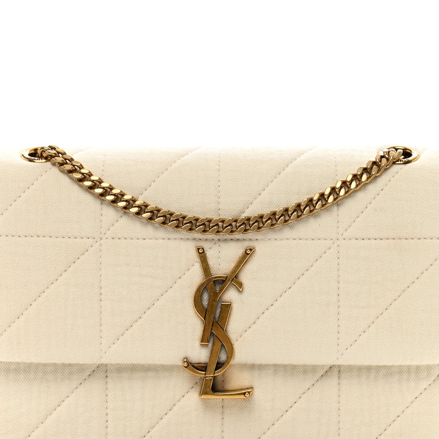 Saint Laurent Crinkle Cotton Patchwork Monogram Medium Jamie Vanilla Ice 4 of 9