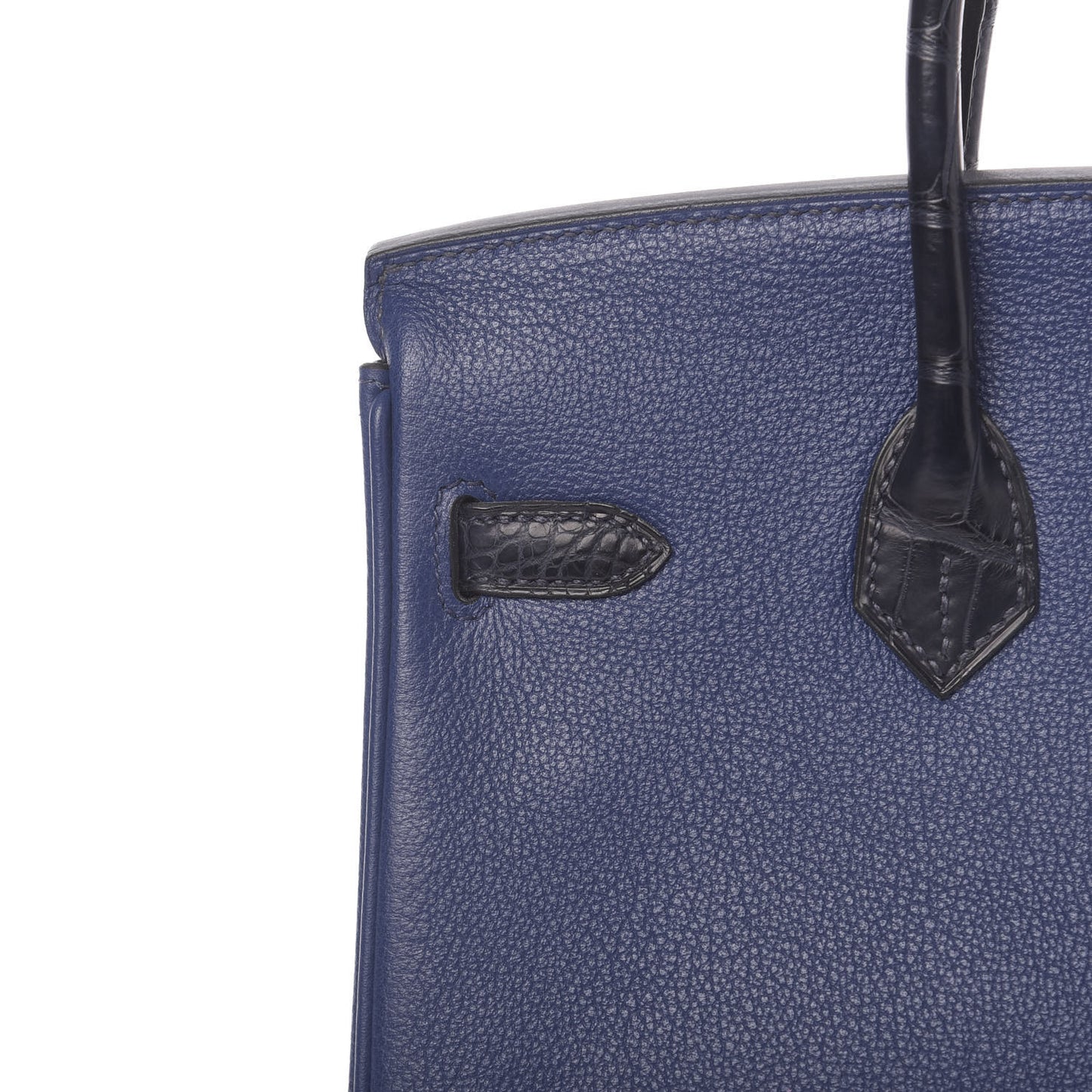 Taurillon Novillo Matte Alligator Birkin Touch 25 Bleu Saphir Marine