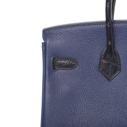 Hermes Taurillon Novillo Matte Alligator Birkin Touch 25 Bleu Saphir Marine 11 of 38