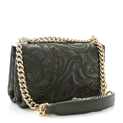 Versace Nappa Embroidered Baroque Palazzo Sultan Shoulder Bag Green 3 of 13