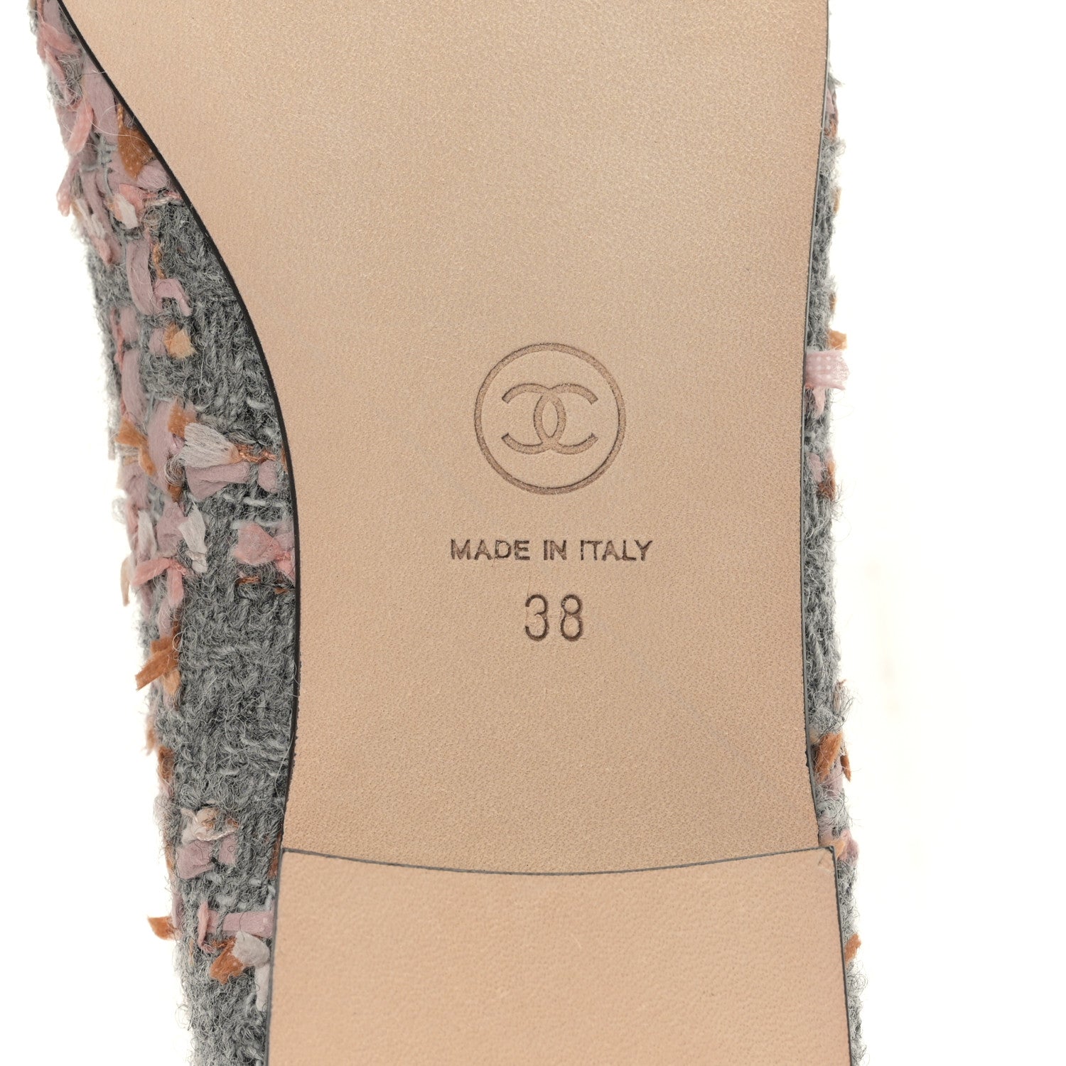 Chanel Tweed Grosgrain Cap Toe Ballerina Flats 38 Gray Pink Black 6 of 9
