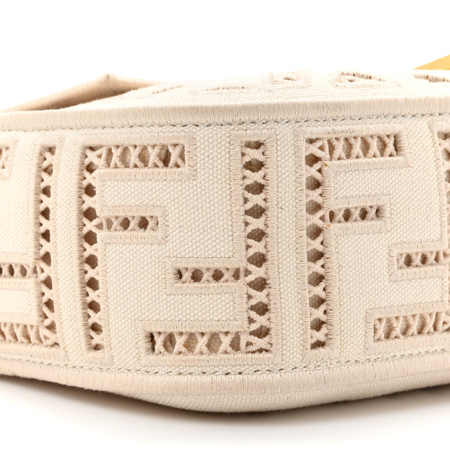 Fendi Canvas Cuoio Agata FF Ajour Embroidered Baguette Grezzo Cuoio 10 of 10