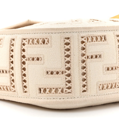 Fendi Canvas Cuoio Agata FF Ajour Embroidered Baguette Grezzo Cuoio 10 of 10