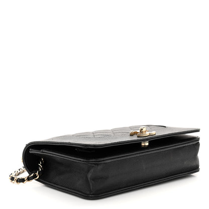 Chanel Caviar Quilted Vintage Mademoiselle Wallet On Chain WOC Black 4 of 9