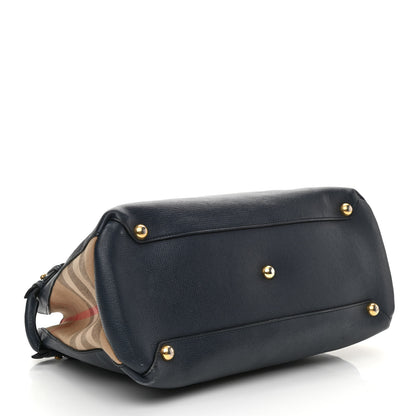 Burberry Grainy Calfskin House Check Medium Banner Tote Ink Blue 3 of 16