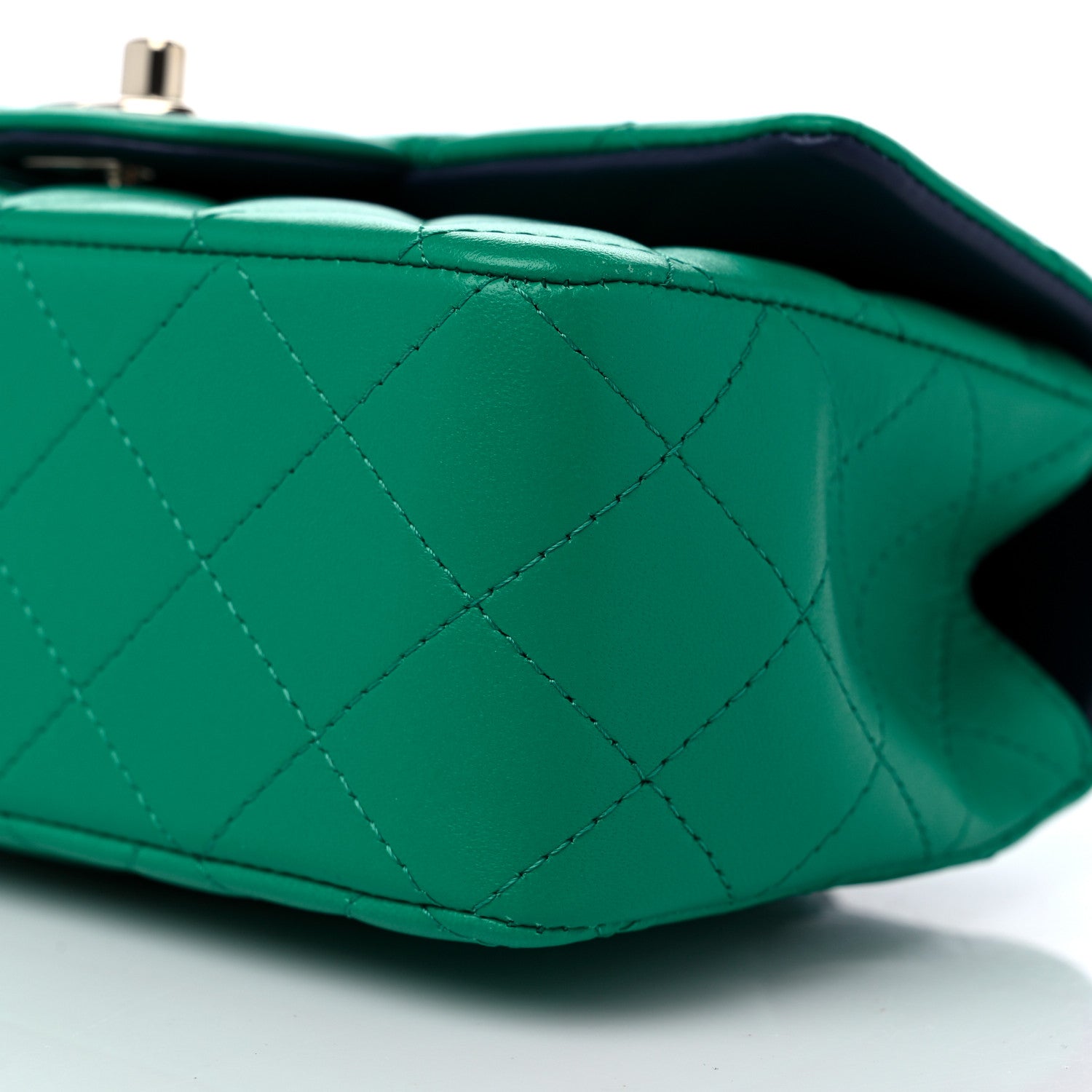 Chanel Lambskin Quilted Bi-Color Mini Top Handle Rectangular Flap Green Dark Blue 9 of 10