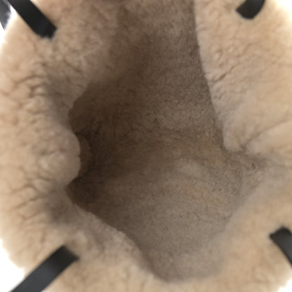 Burberry Shearling Wool Check Bag Beige 5 of 8