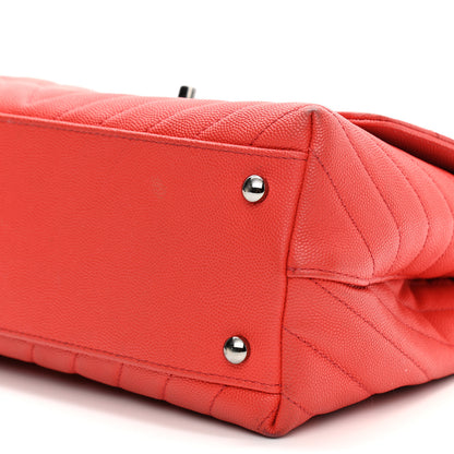 Chanel Caviar Chevron Quilted Small Coco Handle Flap Red 10 of 21
